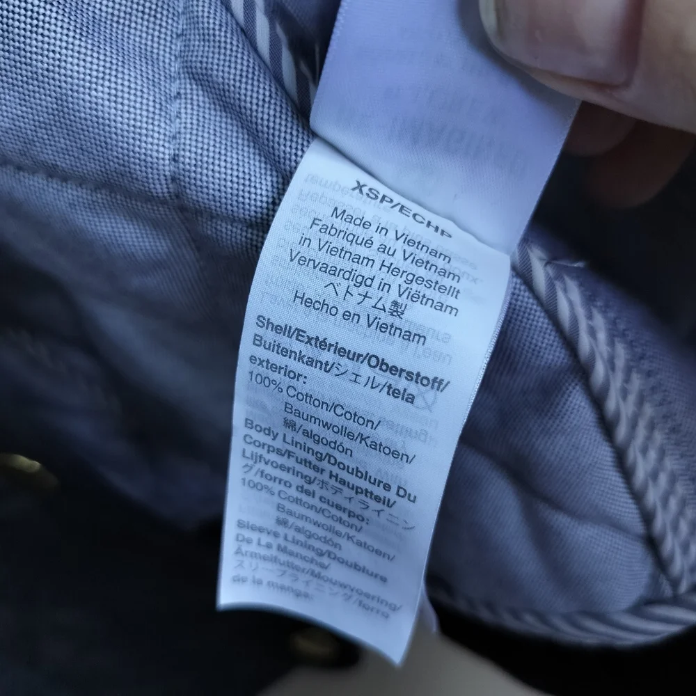 JCrew Black Quilted Barn Jacket Chore Coat Gold Hardware and Corduroy Collar - Picture 7 of 9